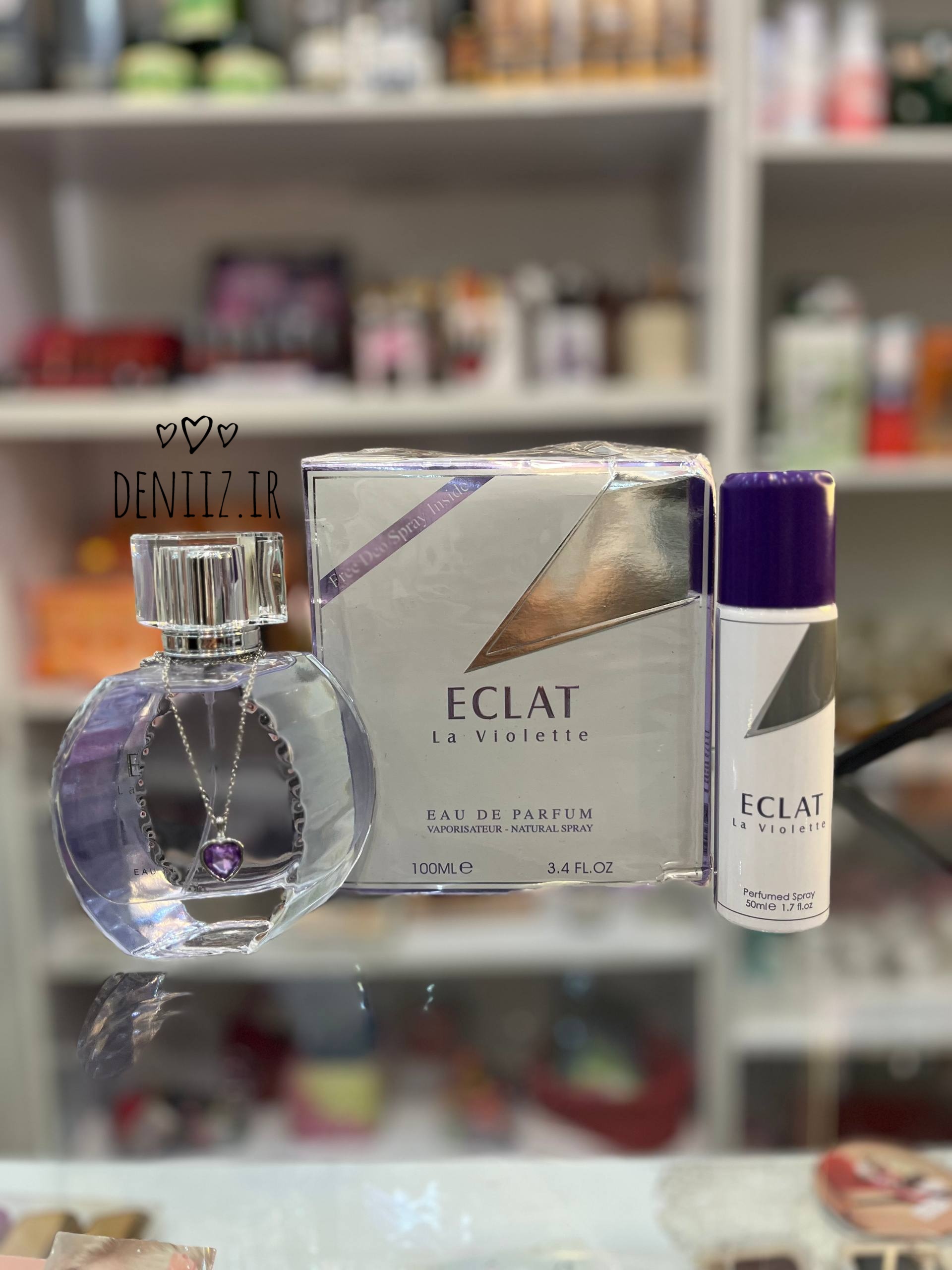 ادکلن زنانه اکلت لا ویولت ECLAT La Violette به همراه گردنبند قلب بنفش | 100 میل